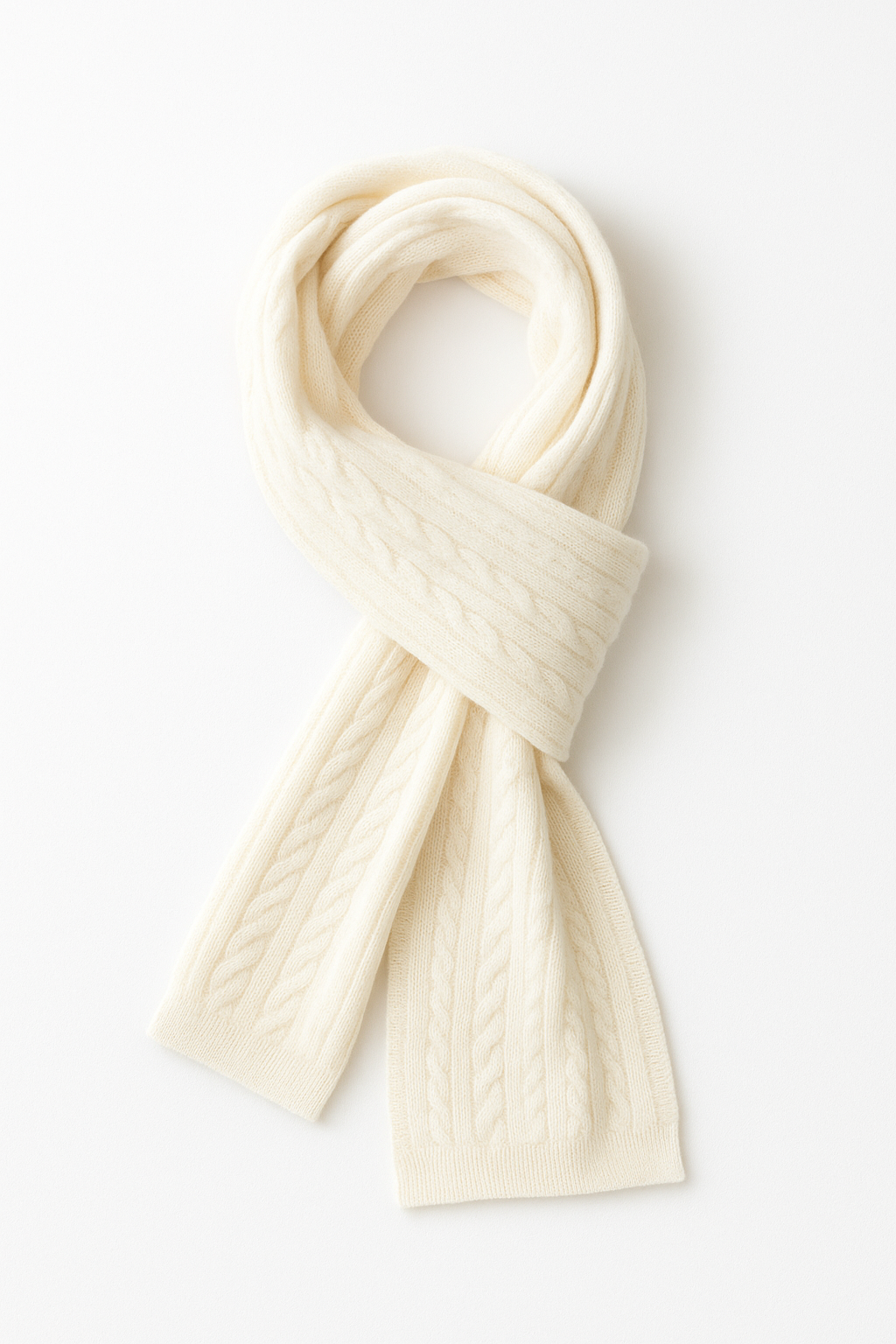 Silverlyne Angora and Wool | Knit Scarf (solid, beige) — main product shot