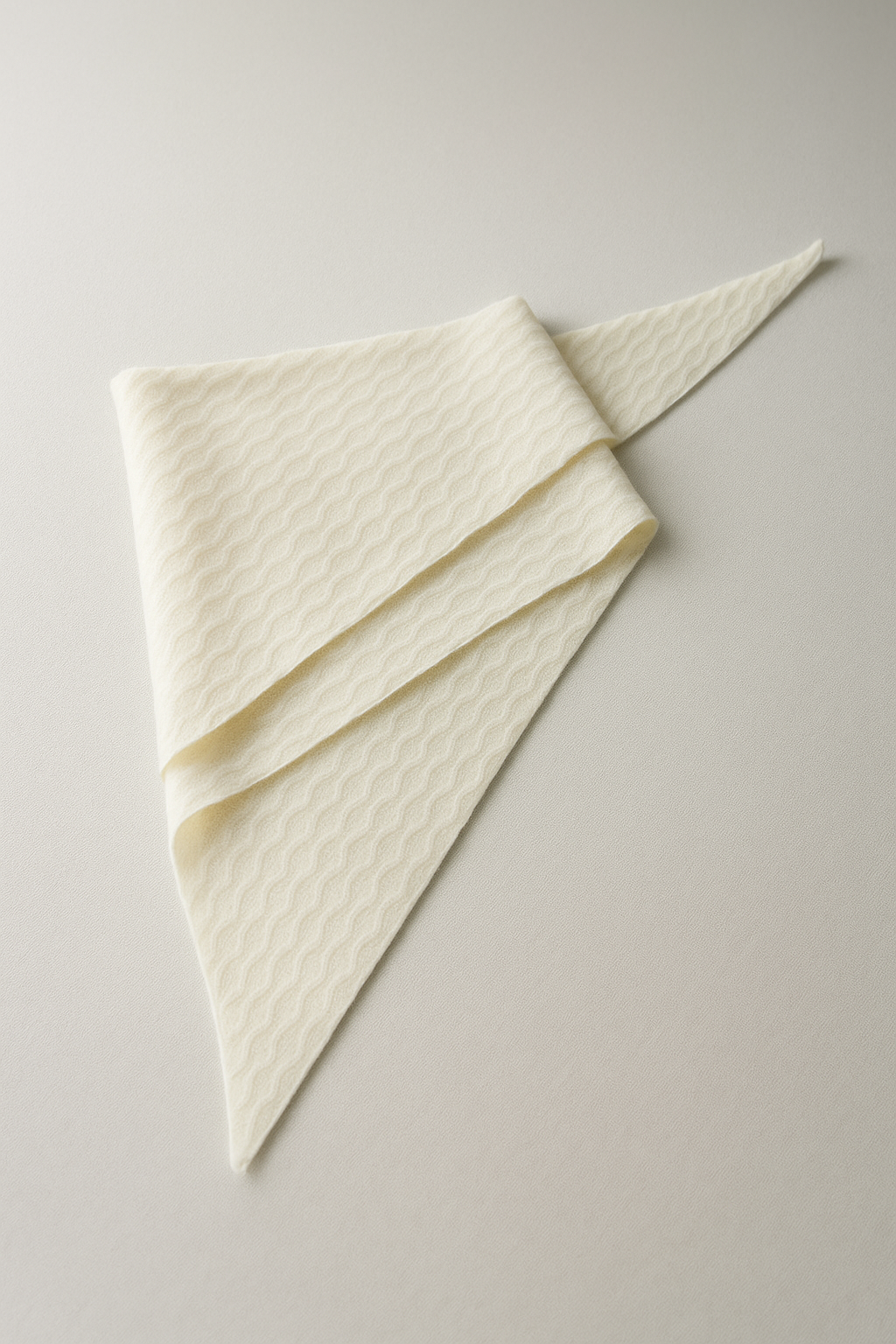 Silverlyne Angora and Wool | Triangle Knit Scarf (solid, beige) — side view