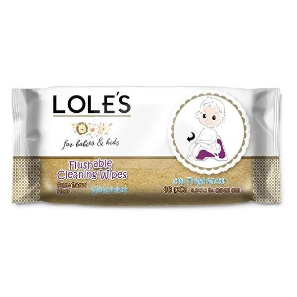 Lole's Flushable Baby Wipes - 48 Count, Natural, Gentle & Safe for Sensitive Skin