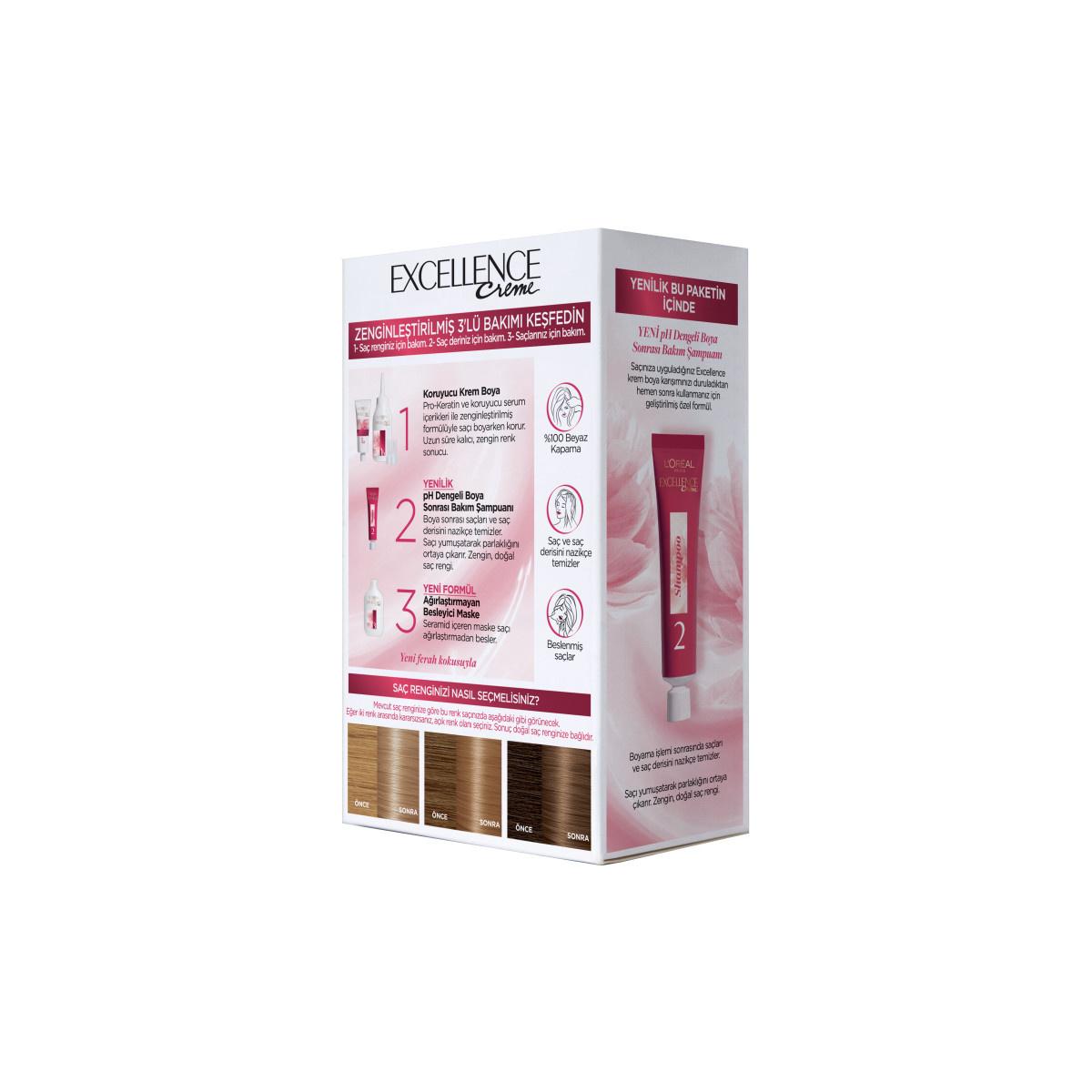 Loreal Paris Excellence Creme Hair Color - 7.31 Bal Köpüğü, Long-Lasting & Nourishing Hair Dye for Complete Grey Coverage