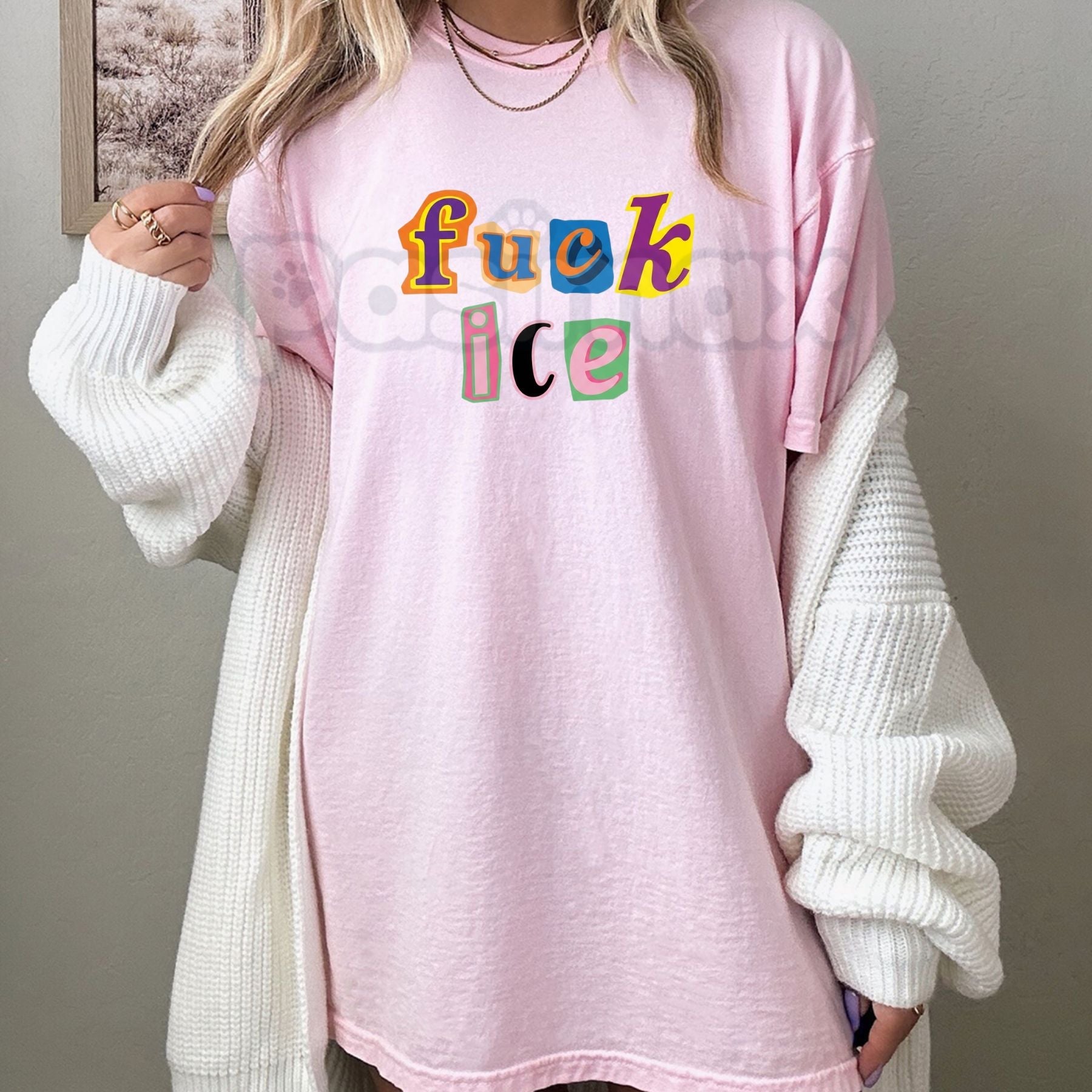 Pasimax "Anti-ICE" Magazine Letter T-Shirt - Radical Activist Ransom Note Graphic Tee, Subversive Immigration Reform Shirt, P