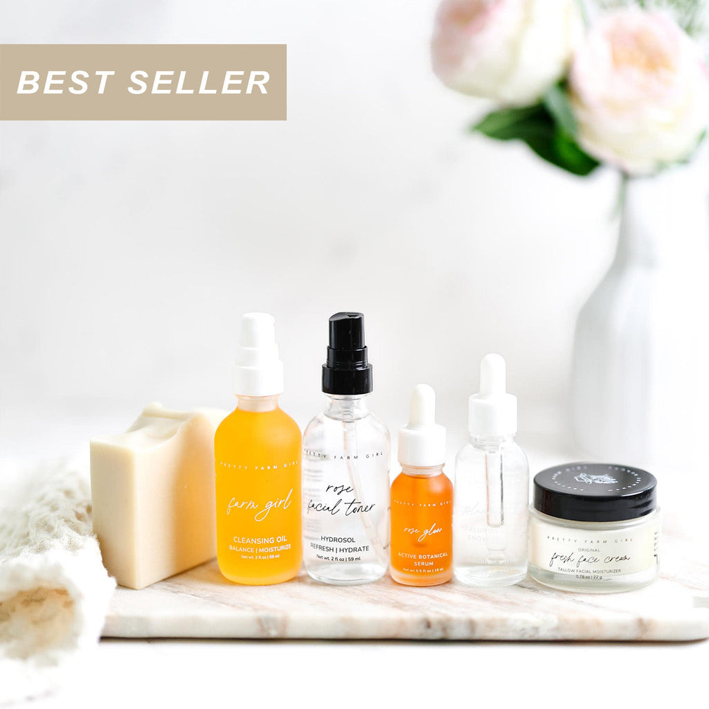 Pretty farm girl Anti-Aging Skincare Routine Essentials Kit — main product shot