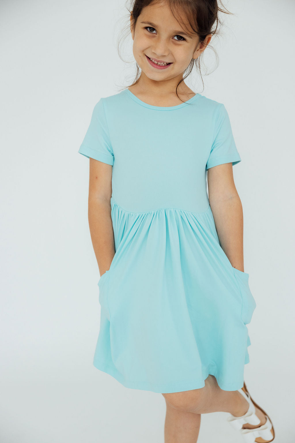 Mila & Rose ® Aqua S/S Pocket Twirl Dress — side view
