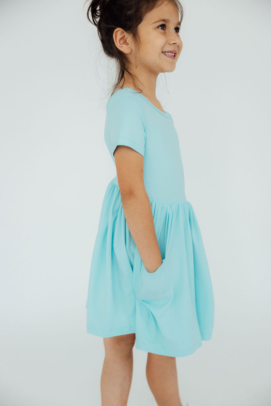 Mila & Rose ® Aqua S/S Pocket Twirl Dress — back view