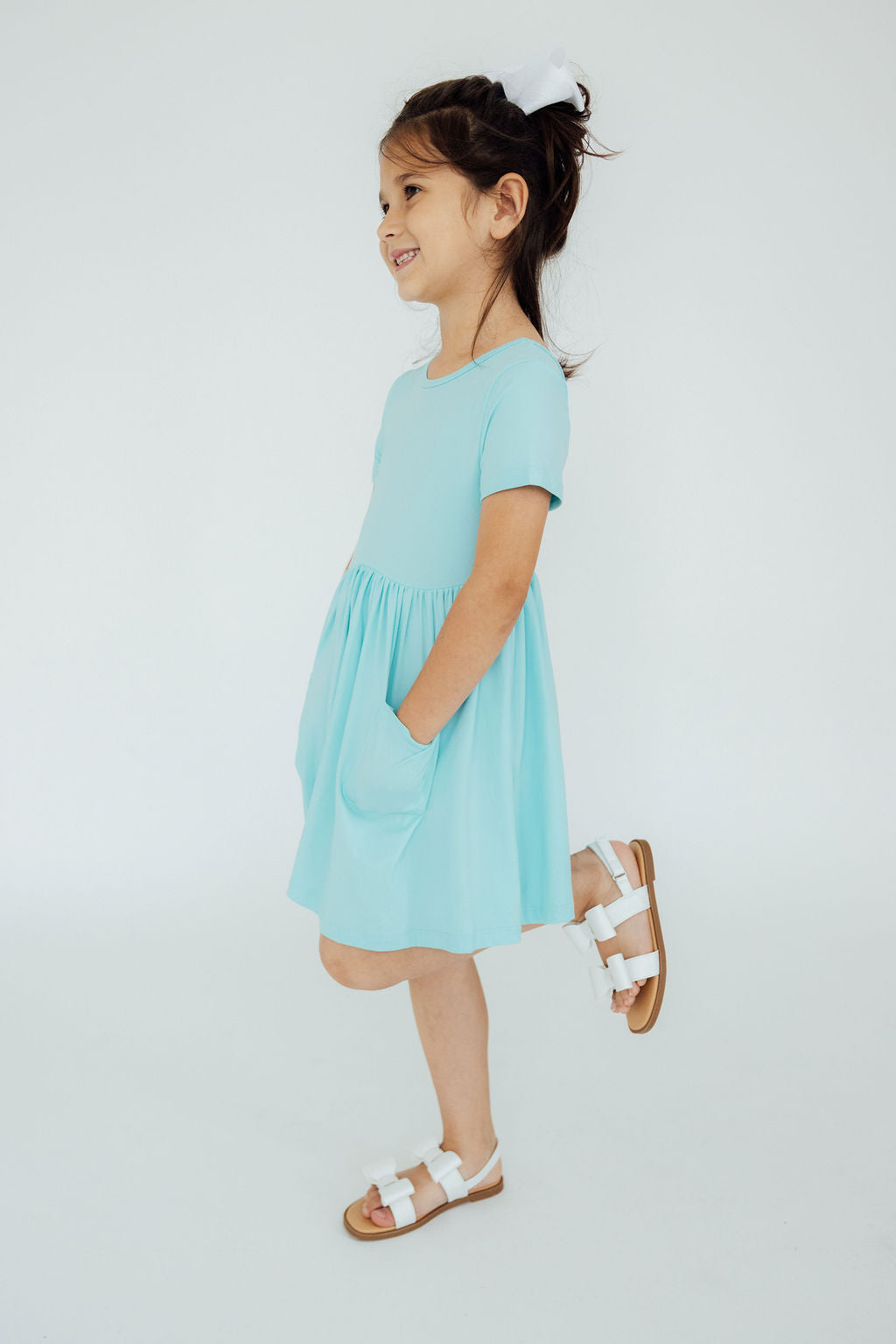 Mila & Rose ® Aqua S/S Pocket Twirl Dress — main product shot