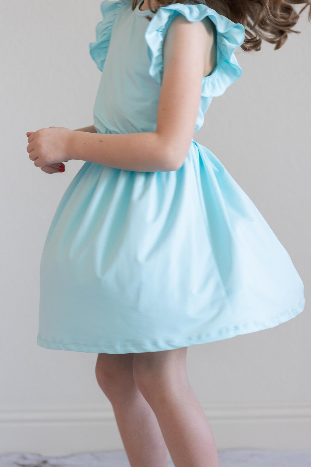 Mila & Rose ® Aqua S/S Ruffle Tee — side view