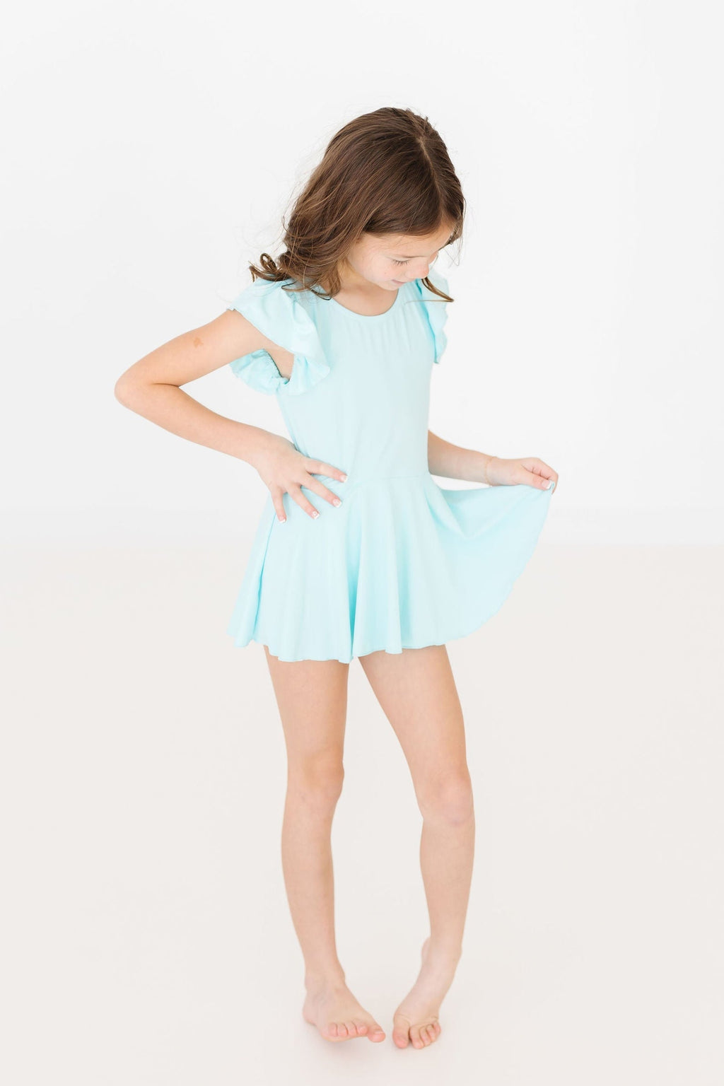 Mila & Rose ® Aqua S/S Twirl Leotard — detail close-up