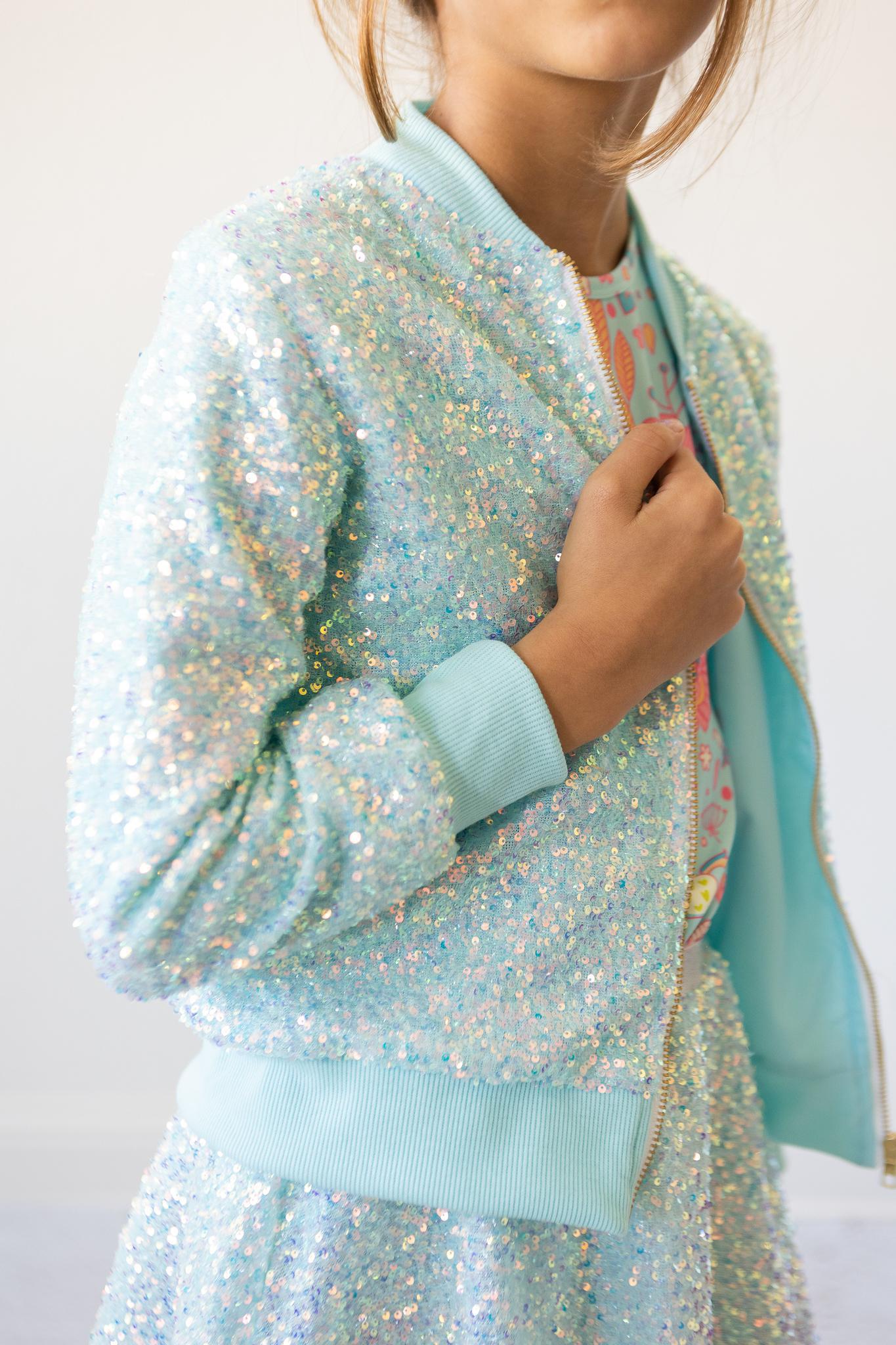 Mila & Rose ® Aqua Sequin Jacket — lifestyle context
