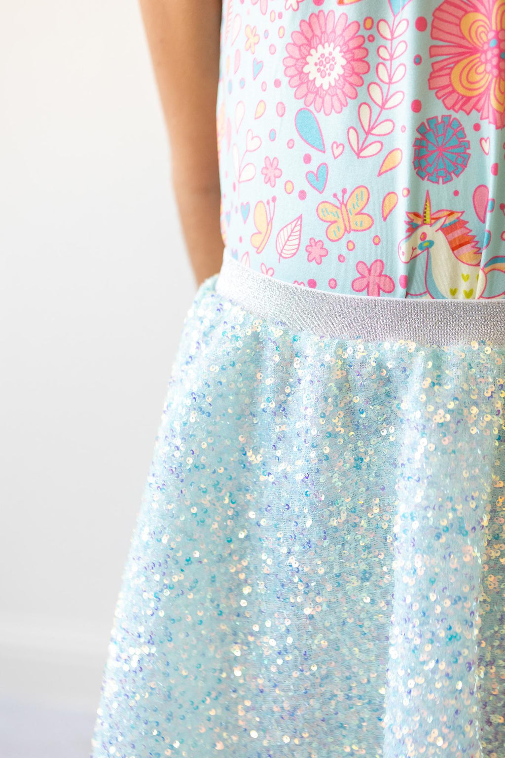 Mila & Rose ® Aqua Sequin Twirl Skort — side view