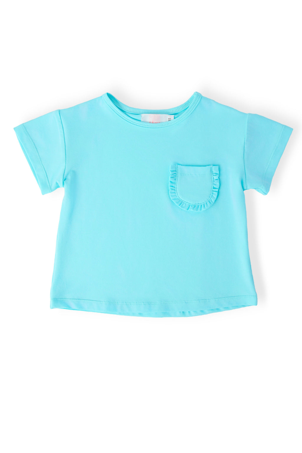 Mila & Rose ® Aqua Ruffle Pocket Tee — main product shot