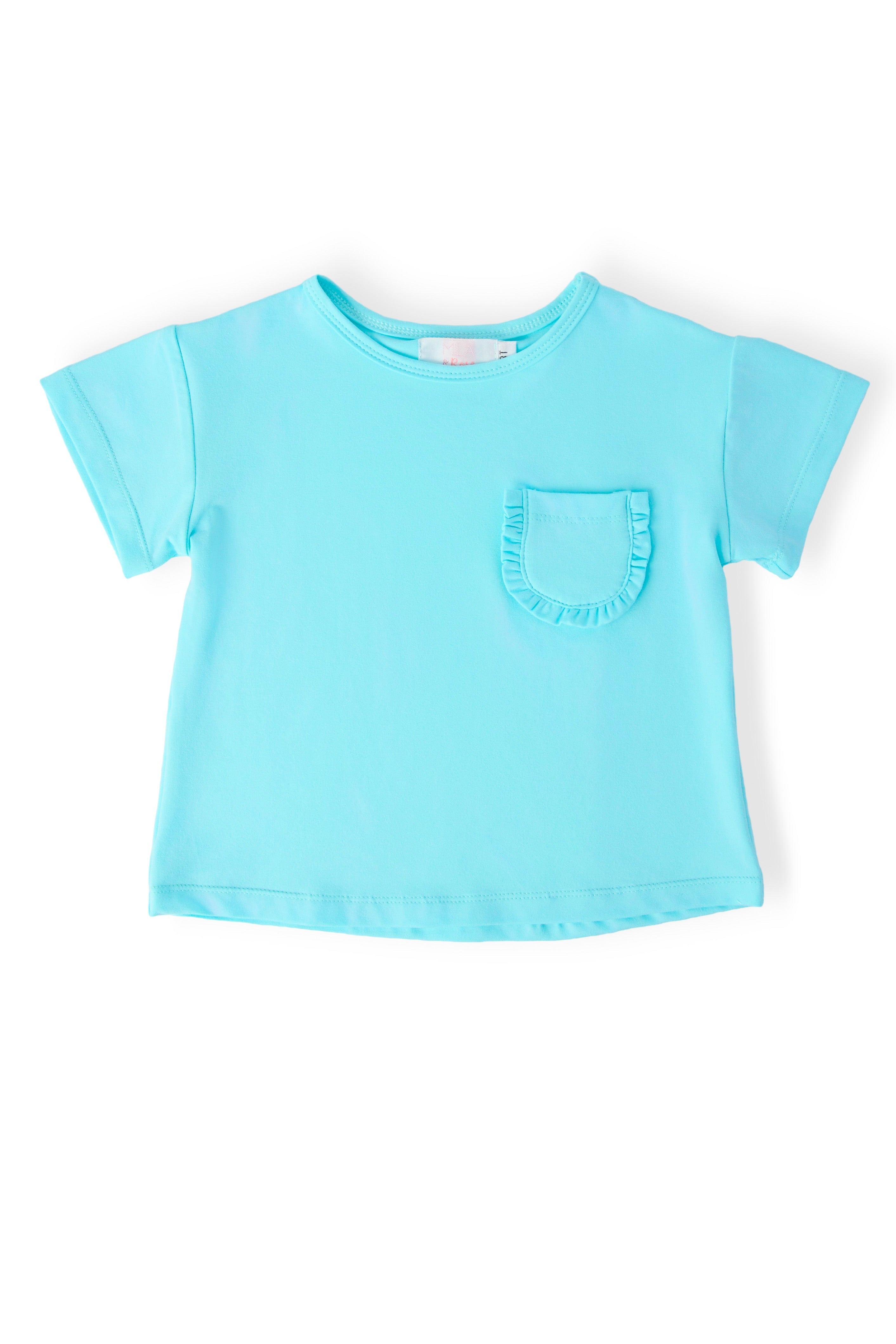 Mila & Rose ® Aqua Ruffle Pocket Tee — main product shot