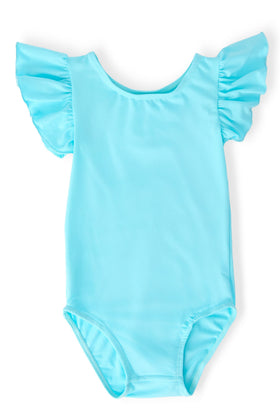 Aqua S/S Flutter Sleeve Leotard