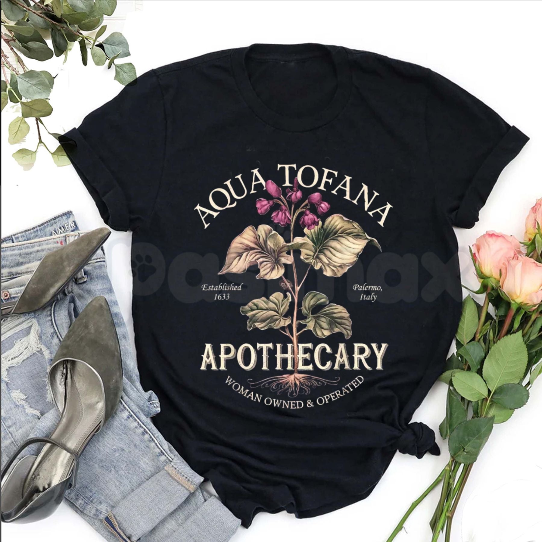 Aqua Tofana Funny Feminist T-Shirt – Vintage Apothecary Giulia Toffana Graphic Tee, Premium 100% Cotton Historical True Crime Top, Soft Lived-In Heavyweight Sarcastic Feminist Shirt, Made in USA