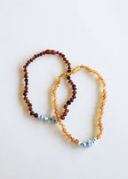 CanyonLeaf Raw Honey Baltic Amber + Aquamarine || Necklace — detail shot 7