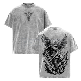 Archangel Michael Vintage Washed T-Shirt – Saint Michael Christian Streetwear Graphic Tee