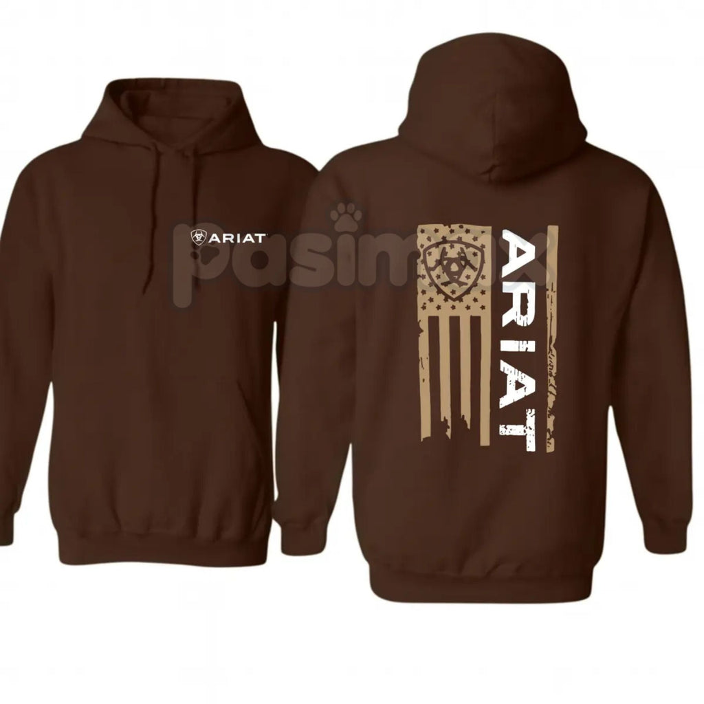 Pasimax Ariat Flag Hoodie – Western Lifestyle Apparel Pullover, Classic Cowboy Style & American Flag Graphic, Unisex — main p