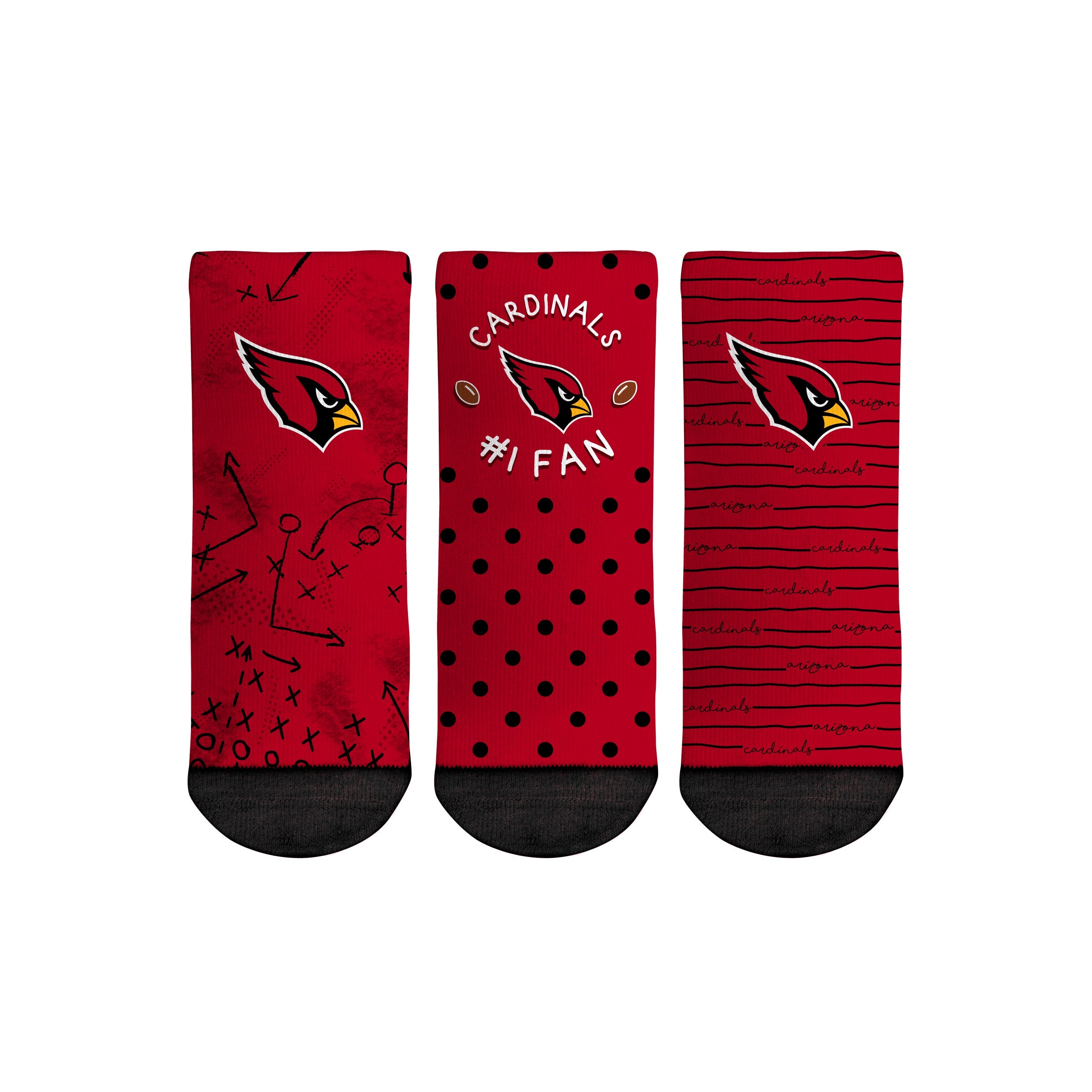 Rock 'Em Socks Rock 'Em Socks Arizona Cardinals - Number 1 Fan 3-Pack (Toddler) — main product shot