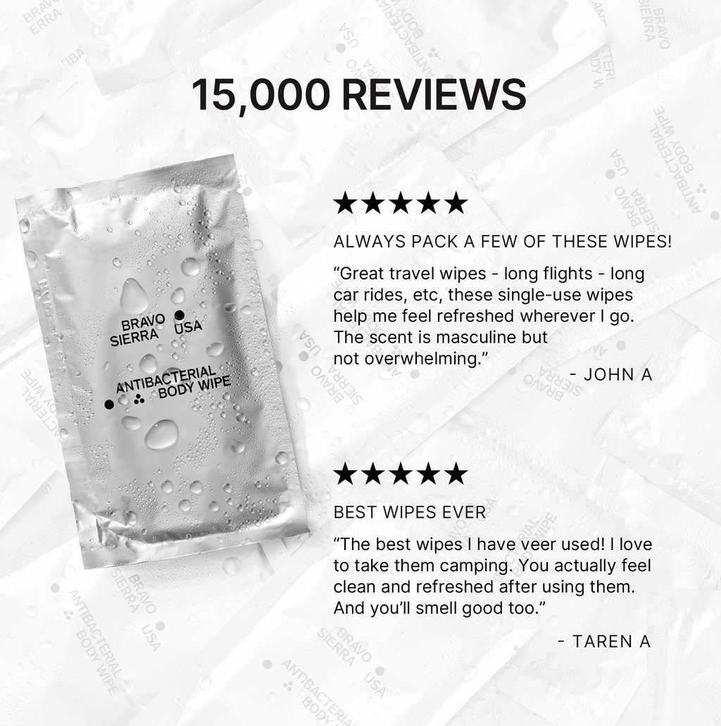 Bravo Sierra Antibacterial Body Wipes — tactical grooming kit lifestyle
