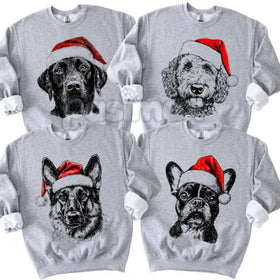 Ash Grey "Santa Paws" Dog Christmas Crewneck – Cozy Pet Lover Holiday Sweatshirt