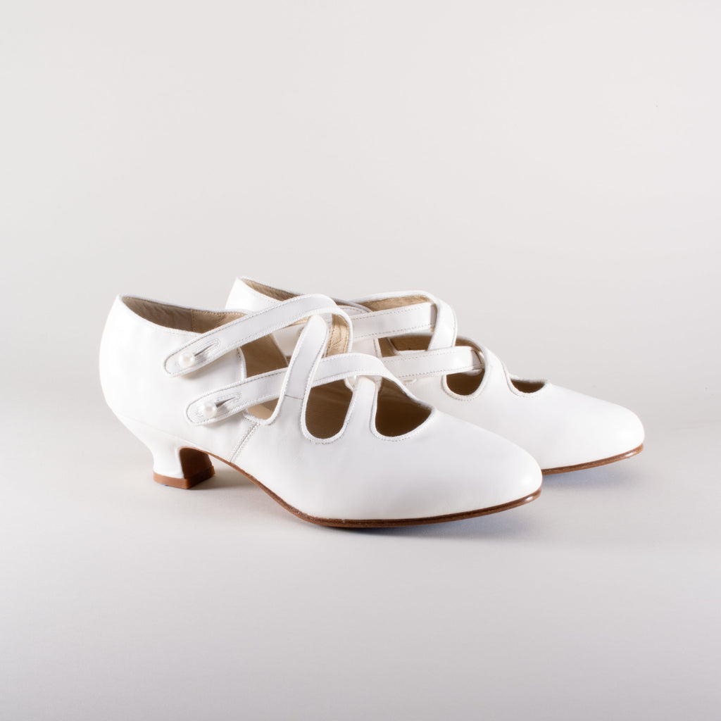 American Duchess Astoria Edwardian Leather Shoes (Soft Ivory) — detail and construction