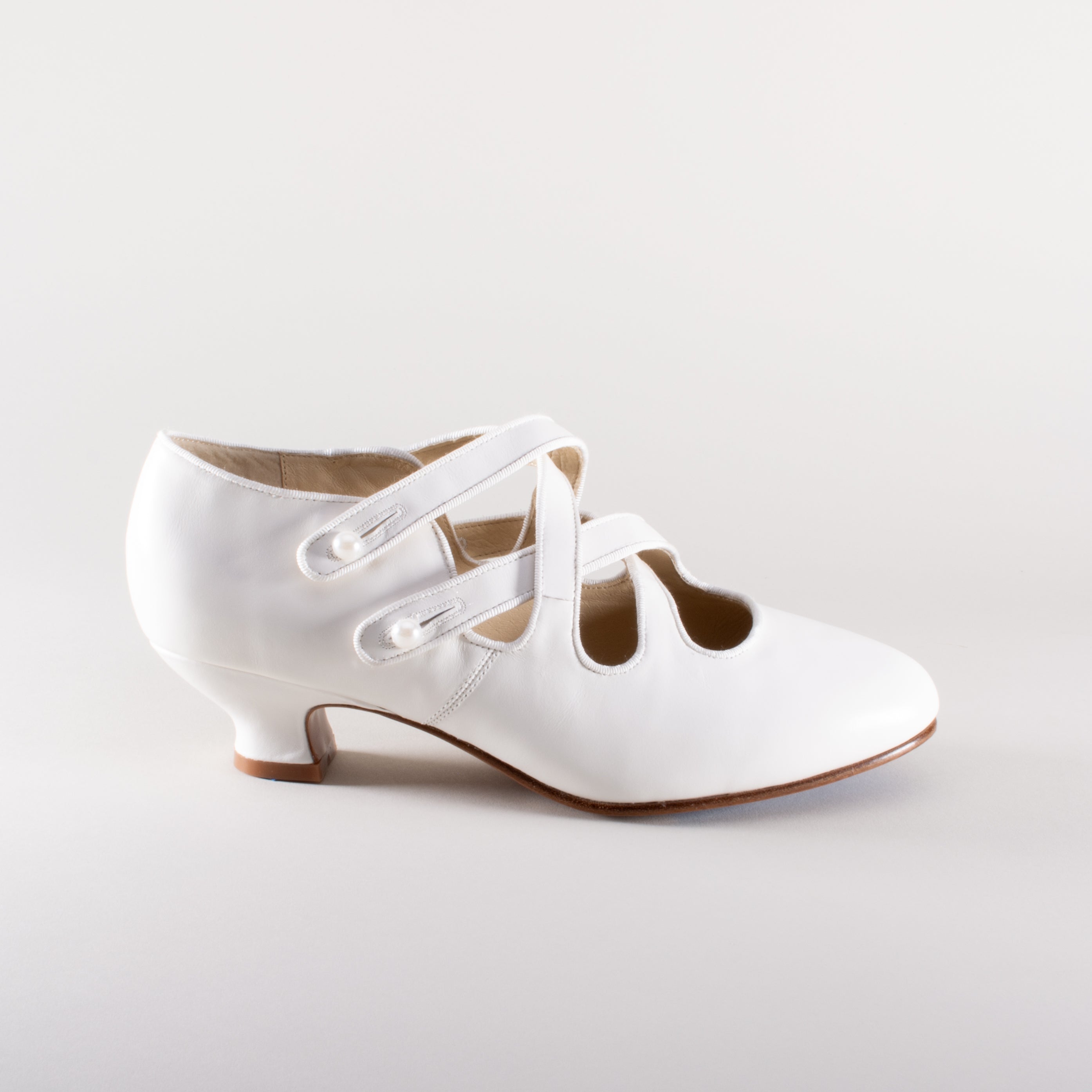 American Duchess Astoria Edwardian Leather Shoes (Soft Ivory) — scale reference