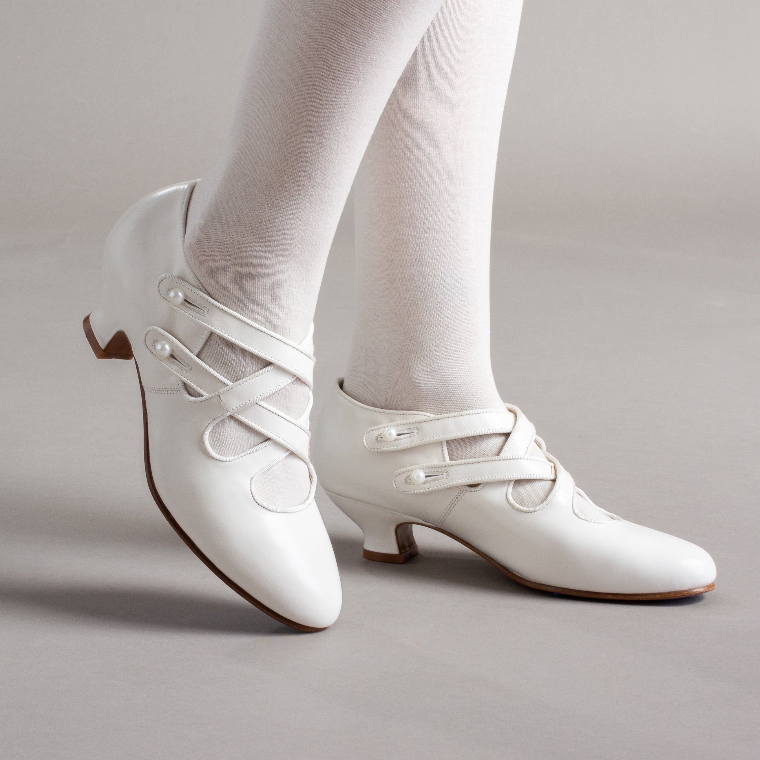 American Duchess Astoria Edwardian Leather Shoes (Soft Ivory) — alternate view