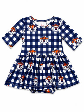 Auburn Plaid Aubie 3/4 Sleeve Twirl Bodysuit