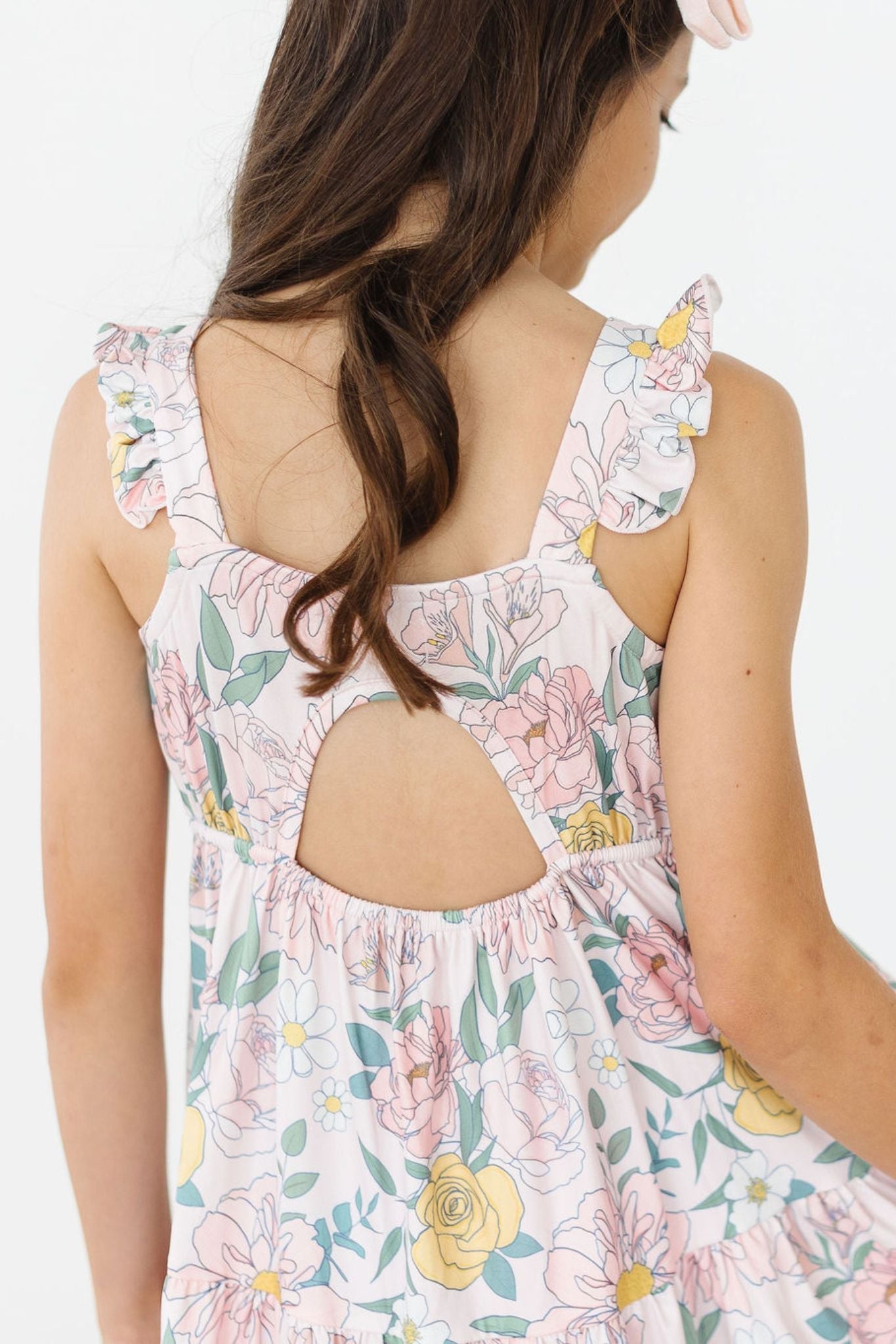 Mila & Rose ® Autumn Breeze Ruffle Maxi Dress — detail close-up