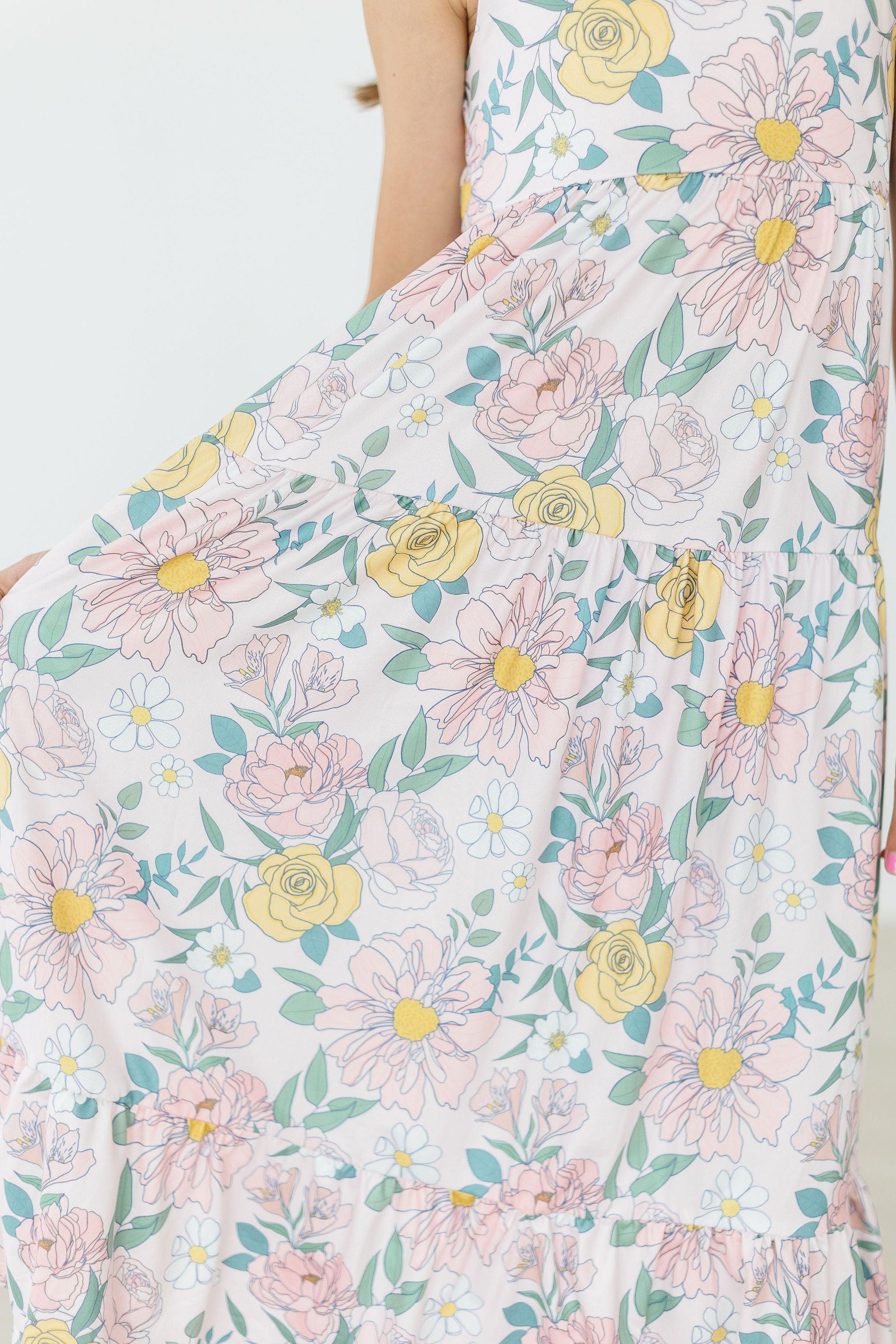 Mila & Rose ® Autumn Breeze Ruffle Maxi Dress — side view