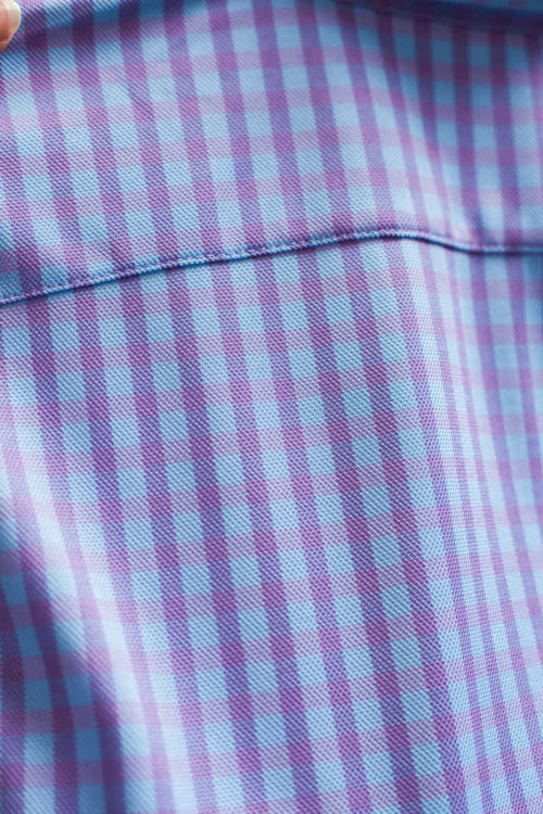 Buki Avant Check Long Sleeve Tech Shirt — detail close-up