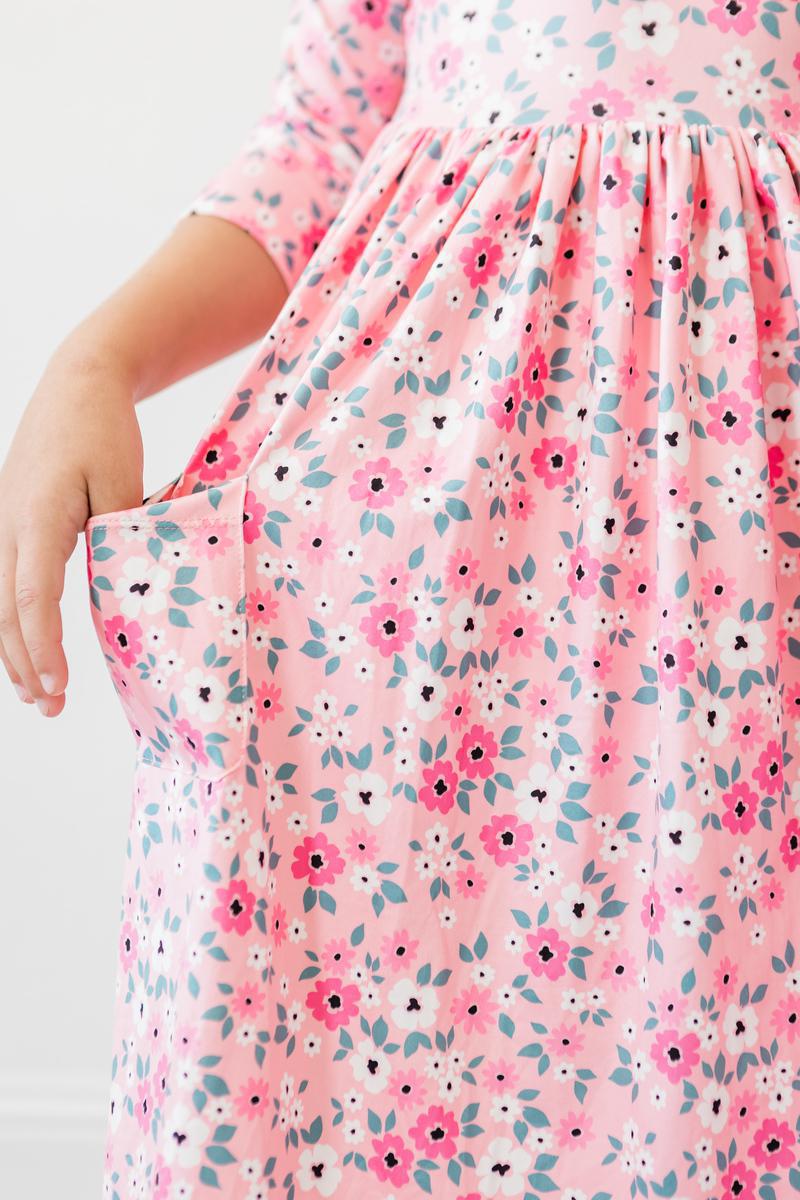 Mila & Rose ® Azalea 3/4 Sleeve Pocket Twirl Dress — detail close-up