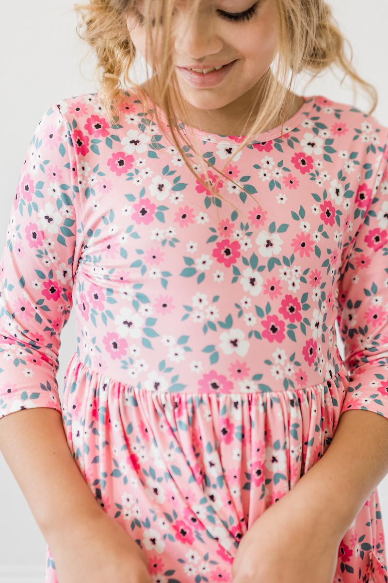 Mila & Rose ® Azalea 3/4 Sleeve Pocket Twirl Dress — side view