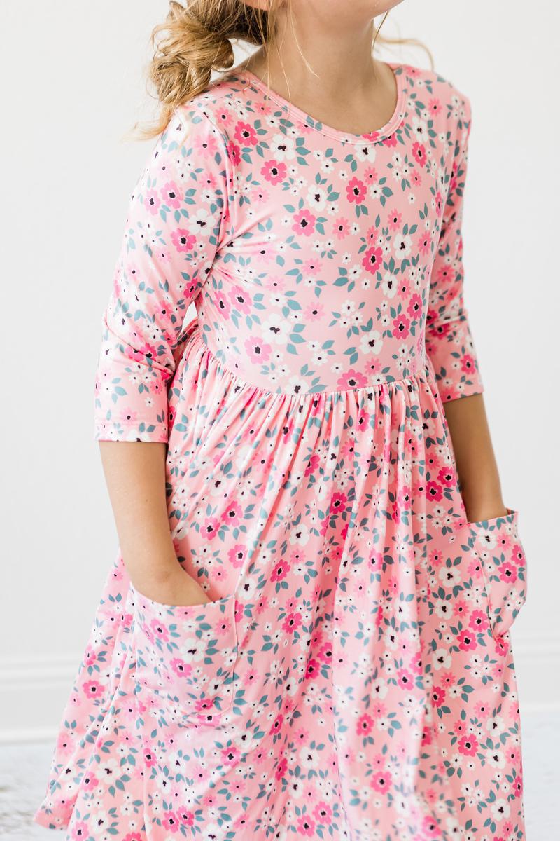 Mila & Rose ® Azalea 3/4 Sleeve Pocket Twirl Dress — main product shot