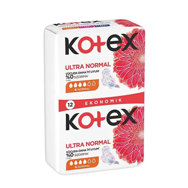 Kotex Sanitary Pads - Ultra Double Normal 12 Pack, Comfortable Menstrual Hygiene Products with Leak Protection