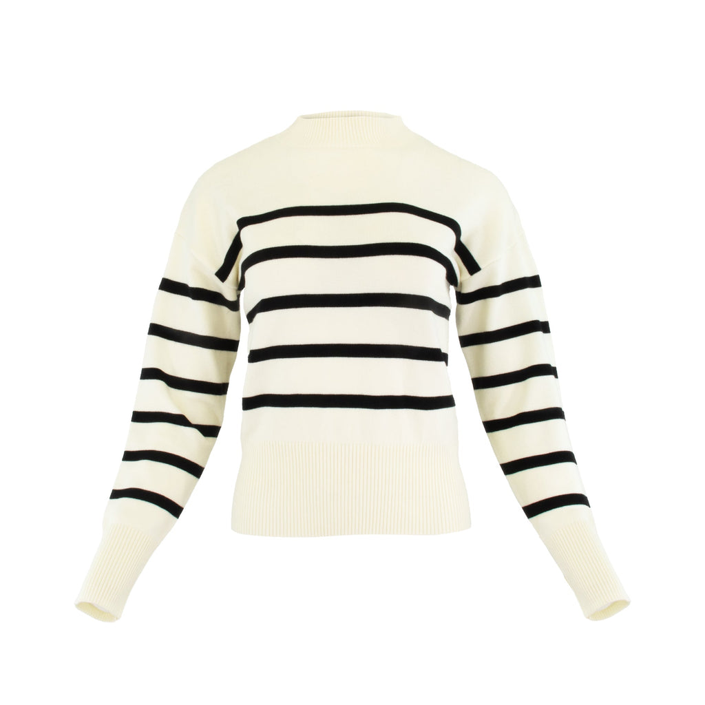 profile-nyc STRIPED SWEATER BLACK /IVORY — lifestyle context