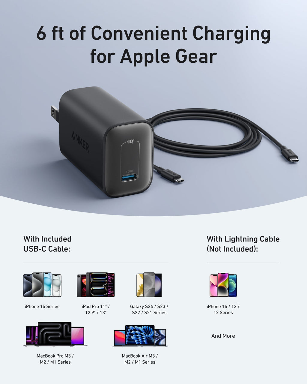 Anker Nano Charger (100W) with USB-C Cable, view 12