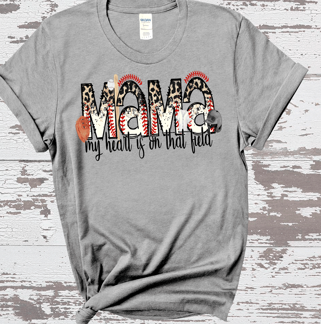 A Blessed Texas Mess Boutique Baseball Mom My heart is on that field, Baseball Mom Shirt, Baseball Shirt For… — main product shot