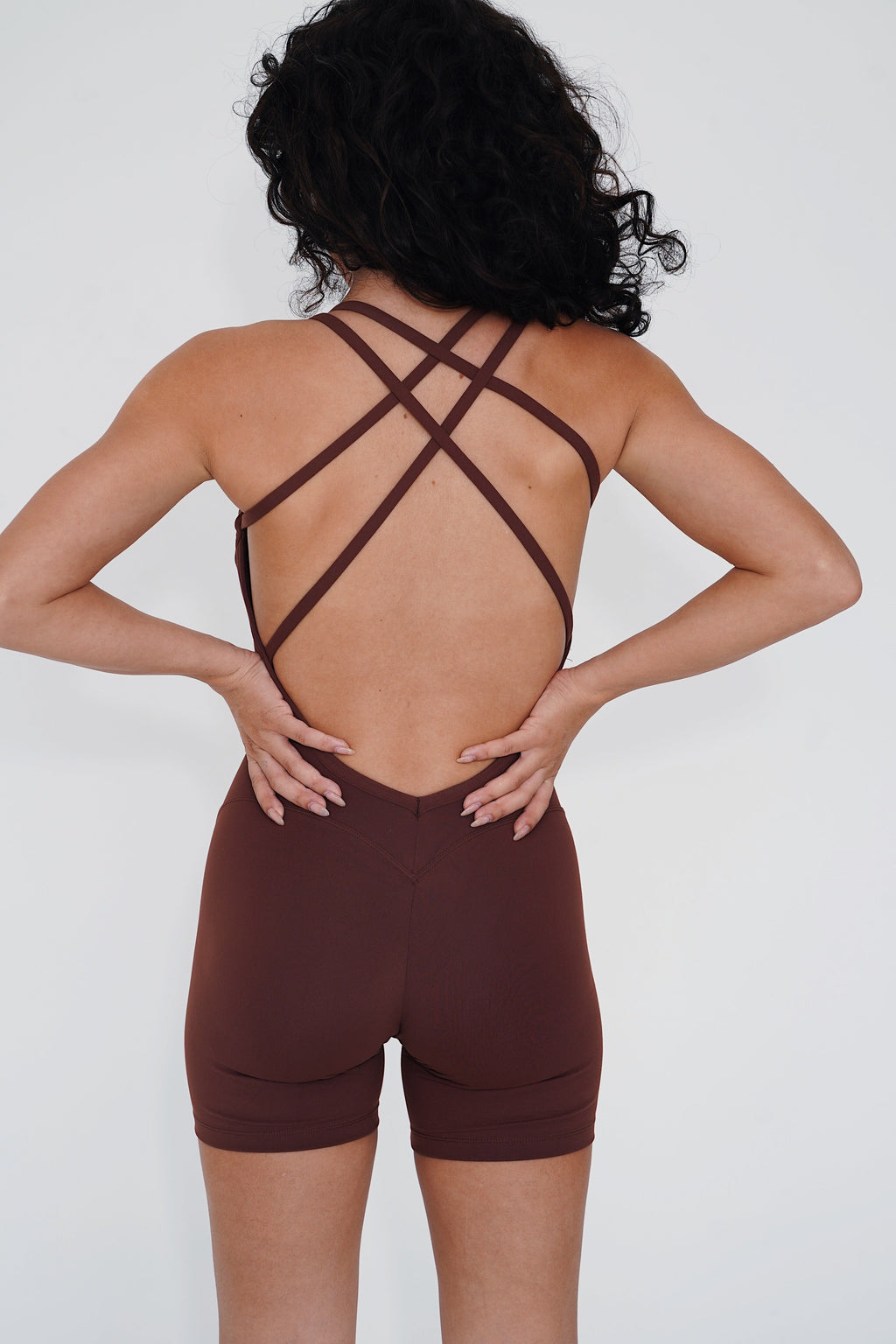 KIMITH BRAND I Am Enough Chocolate Stretch Bodysuit — in-use photo