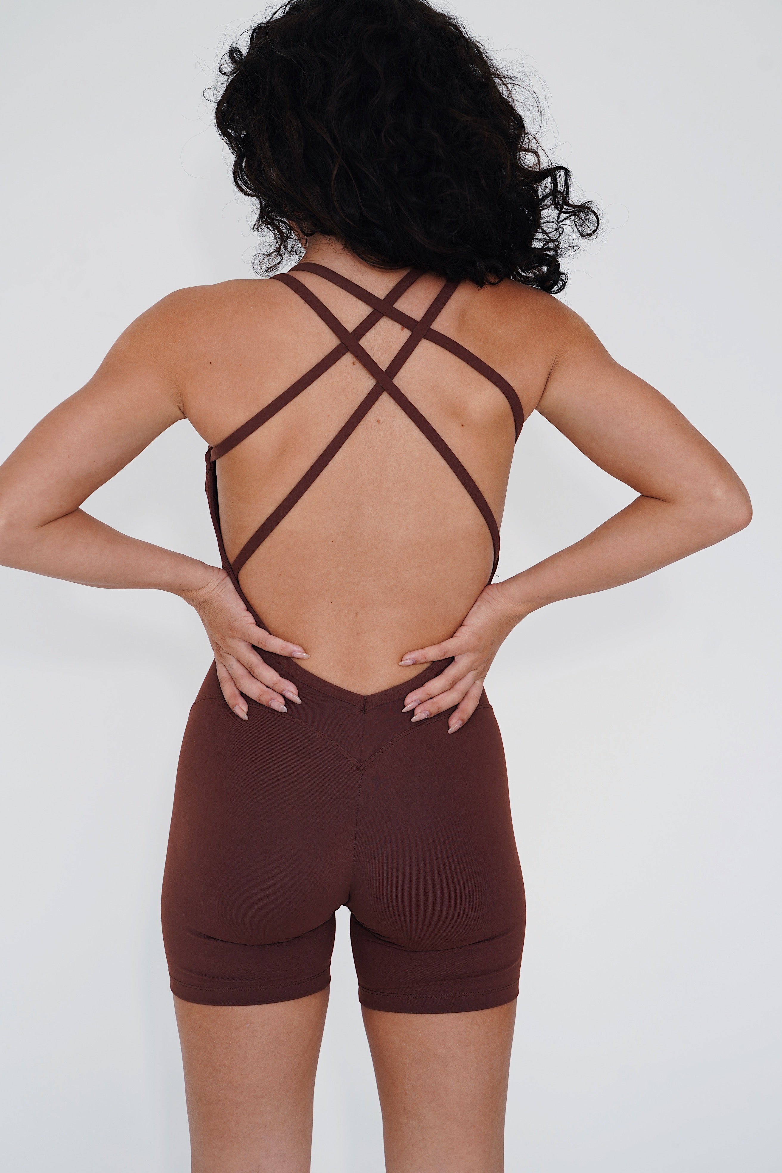 KIMITH BRAND I Am Enough Chocolate Stretch Bodysuit — in-use photo