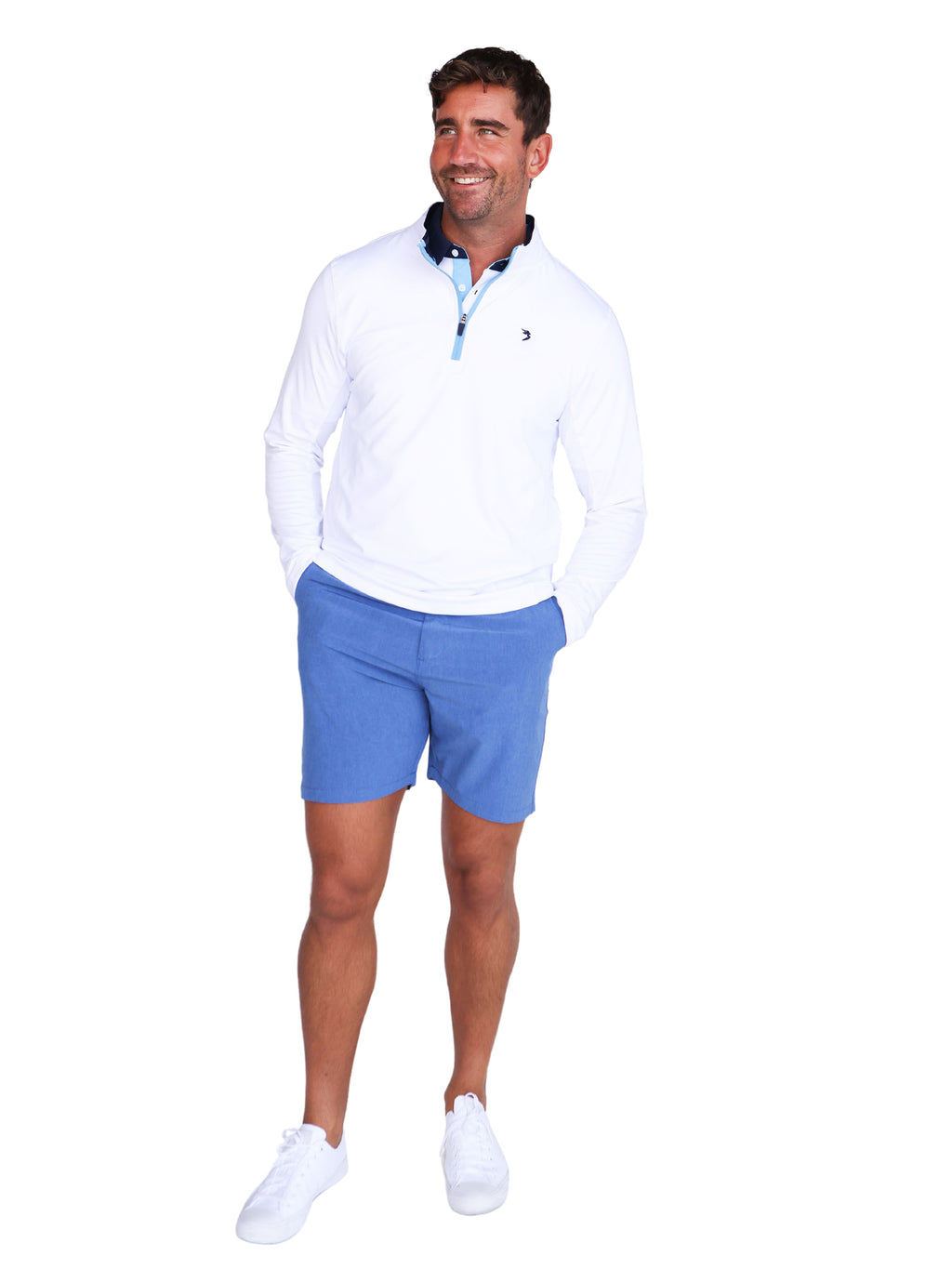 White Water Life Montauk Quarter Zip Midweight Comfort — White Water Life branding close-up