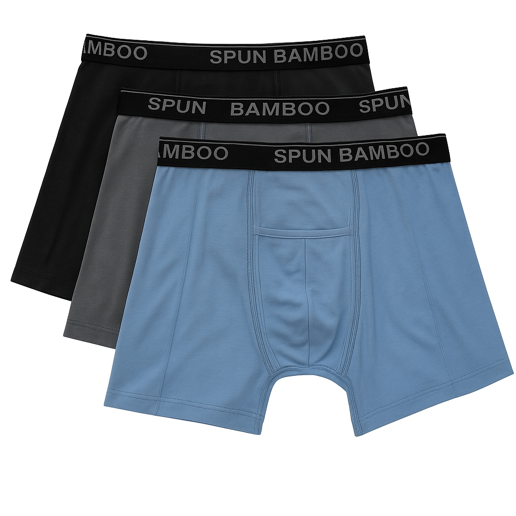 Spun Bamboo Men's Bamboo Viscose Boxer Briefs - 3-Pack Mixed Colors — main product shot