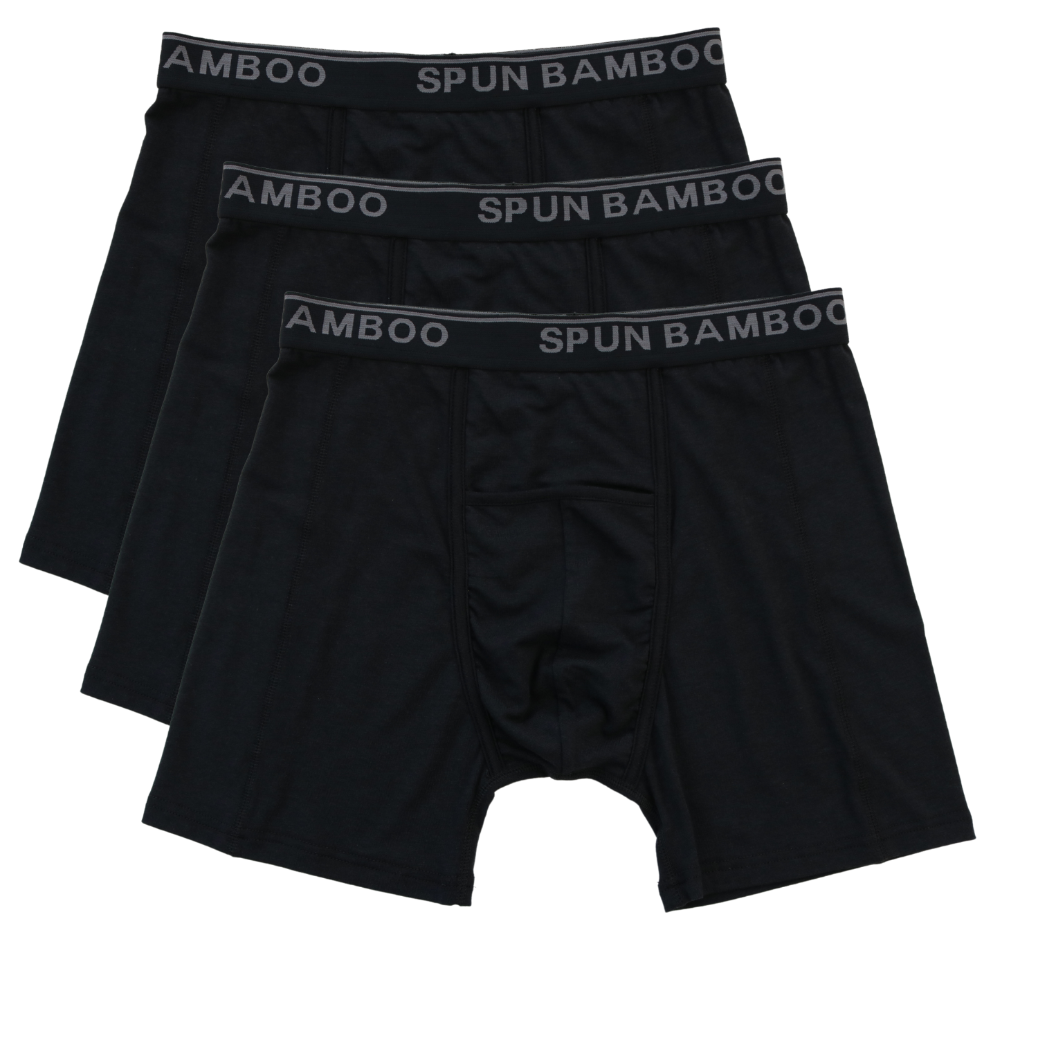 Spun Bamboo Men's Bamboo Viscose Boxer Briefs Underwear Black Color - 3-pack — main product shot