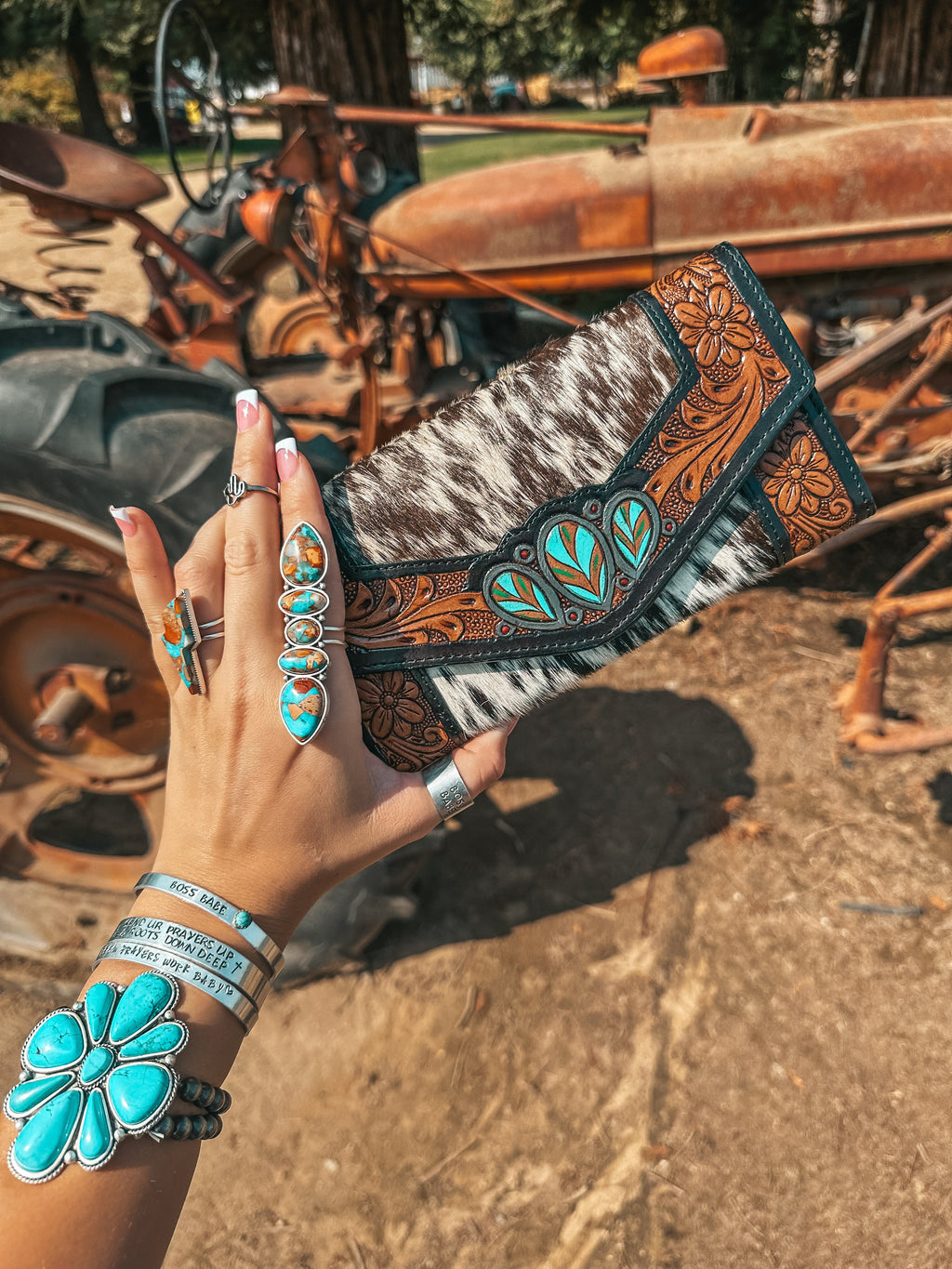 Haute Southern Hyde The Turquoise Tooled Beauty Wallet a Haute Southern Hyde Exclusive Cowhide Western Wallet — main product 
