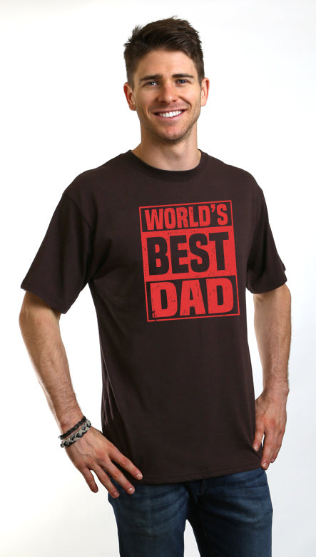 Spun Bamboo World's Best Dad Men's Bamboo Viscose/Organic Cotton Short Sleeve Graphic T-Shirt — lifestyle context