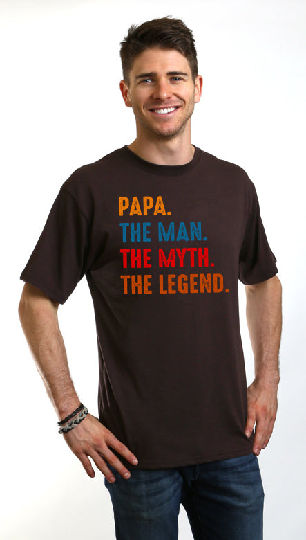 Spun Bamboo Papa, the Man, the Myth, the Legend Men's Bamboo Viscose/Organic Cotton Short Sleeve Graphic T-Shirt — lifestyle 