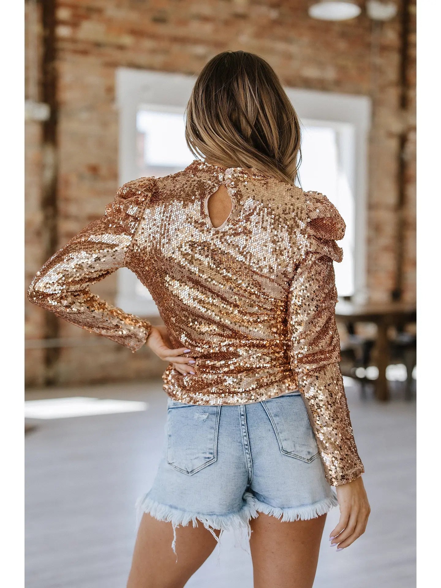 Pretty Little Patriot Pretty Little Patriot Gold Sequin Glam top — product category context
