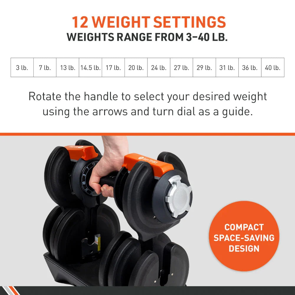 BodySport Adjustable Dumbbell 40 LBS Pair – Your Health Sanctuary, view 8