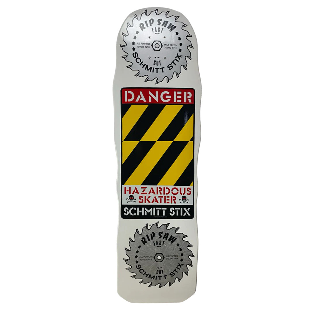 Schmitt Stix Danger Saw Skateboard Deck - 10" White Dip by Skates USA