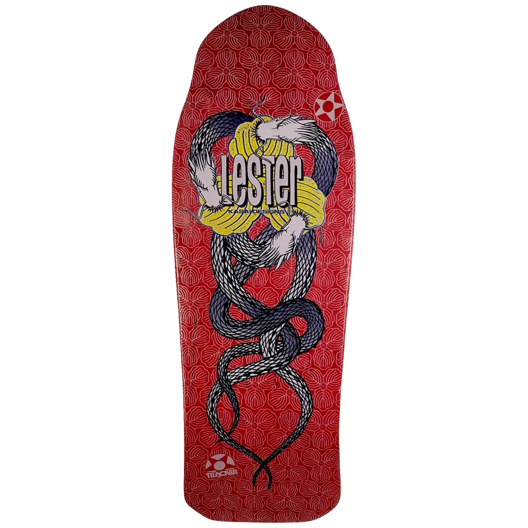 Tracker Lester Kasai Twin Dragon Deck - 10.5" Red Stain by Skates USA
