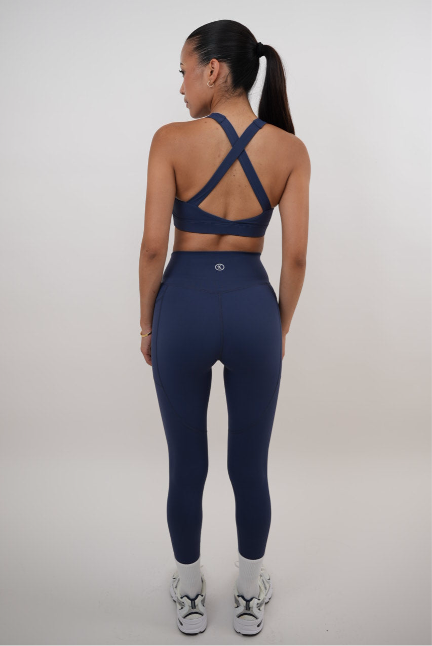 KIMITH BRAND I Am Glowing Navy Blue Quick Dry Butter Legging — detail close-up